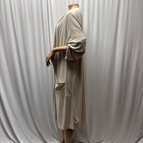 Picadilly Open Front Duster Cardigan Womens Size XL Taupe Stretchy Layering - Picture 2 of 7